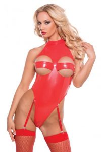 Second Skin Passion Halter Teddy Red L/XL