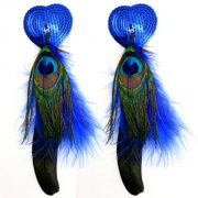 Bijoux Nipple Covers Sequin Heart Feathers Blue