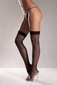 Black Fishnet Thigh Highs With Back Seam