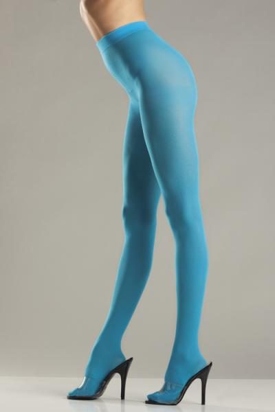 Opaque Nylon Pantyhose Turquoise O/S