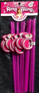 Bride Straw Ring Bling 10 Count Package