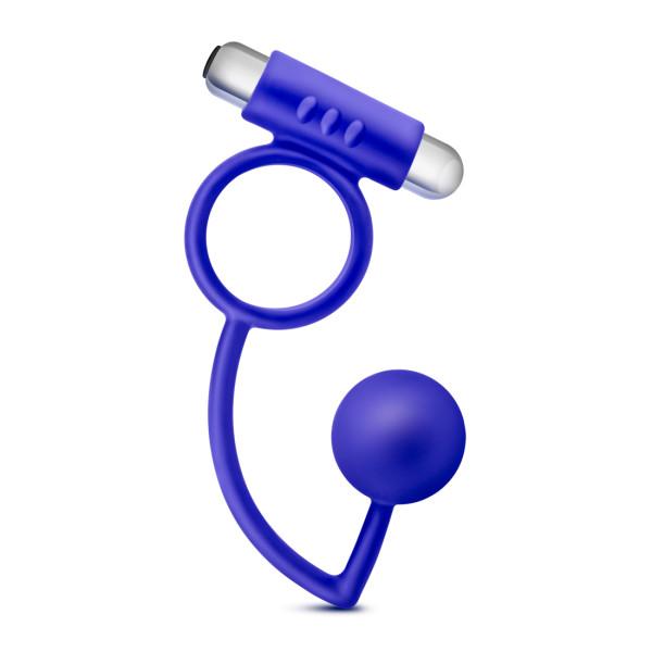 Penetrator Anal Ball with Vibrating Cock Ring Blue