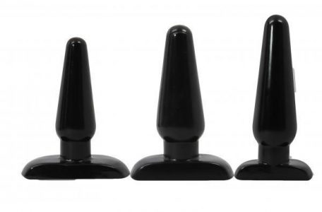 Anal Trainer Kit 3 Sizes Butt Plugs Black