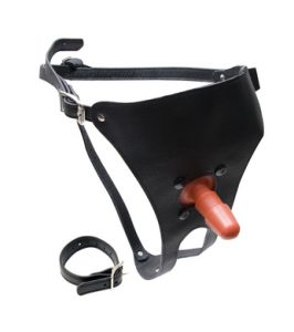 Vac-U-Lock Leather Ultra Harness with Plug Black