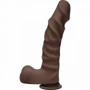 The D Ragin D 9 inches Dildo with Balls Chocolate Brown