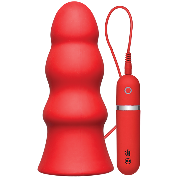 Kink Vibrating Silicone Butt Plug Rippled Red