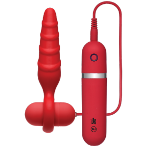 Kink Vibrating Silicone Butt Plug 4 inches Red