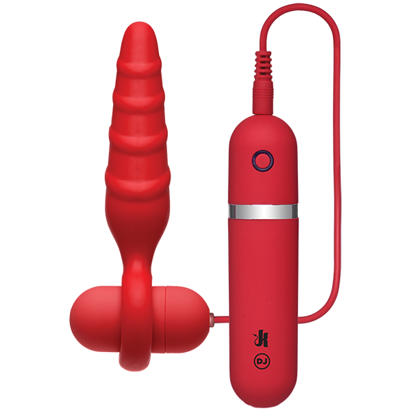 Kink Vibrating Silicone Butt Plug 4 inches Red