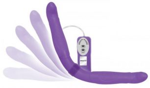 Double Trouble Vibrating Rotating Dildo Purple