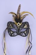 Mask Black Gold Lace O/S