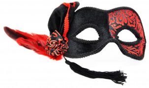 Venetian Half Mask Black/Red