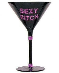 Sexy Bitch Martini Glass Black