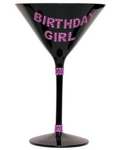 Birthday Girl Martini Glass Black