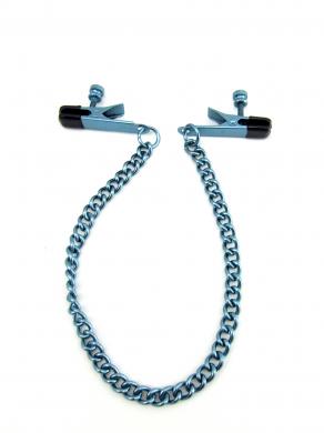 Nipple Clamps Alligator W/Chain - Blue