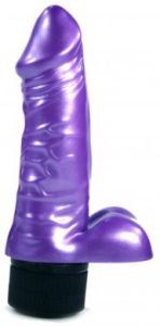 Pearl Shine Realistic Vibrator with Balls Purple