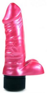 Pearl Shine Realistic Vibrator with Balls Pink