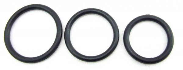 H2H Cock Ring Nitrile 3 Piece Set Black