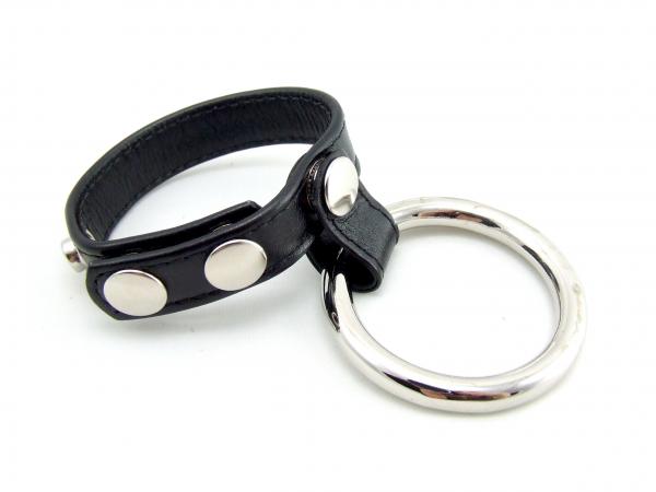 H2H Cock Ring Double Leather Metal Black