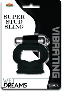 Wet Dreams Super Stud Sling Black Vibrating Ring