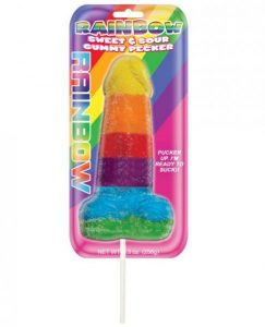 Sweet & Sour Jumbo Rainbow Gummy Cock Pop