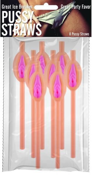 Pussy Straws Pink Beige 8 Count Package