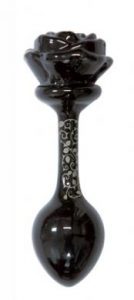 Fashionistas Rose Glass Butt Plug Large - Black