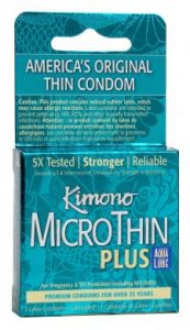 Kimono Micro Thin Aqua Lube Latex Condoms 3 Pack