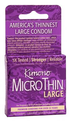 Kimono Microthin Large Latex Condoms 3 Pack