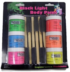 Blacklight Liquid Latex Body Paints 6 Brushes Kit