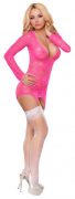 MERRY WIDOW DRESS & G-STRING PINK S/M (NEON LACE)