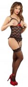 Luv Lace Cupless Crotchless Teddy Black Queen