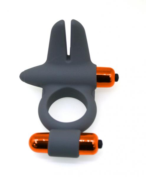 Dual Vibrating Cock Ring Gray Orange