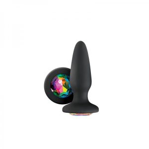 Glams Black Silicone Butt Plug Rainbow Gem