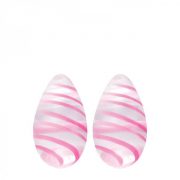 Crystal Premium Glass Eggs Clear Pink Stripes