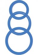 Super Silicone Cockrings - 3 Sizes - Blue