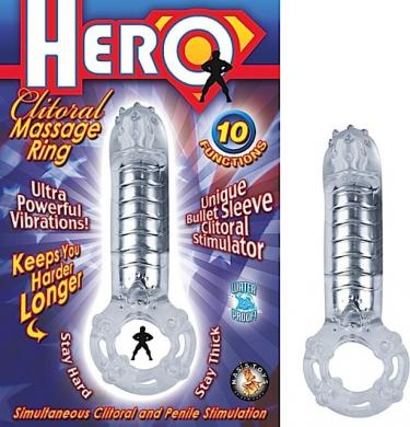 Hero Cockring and Clit Massager Clear