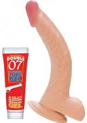 All American Whopper Curve Dong With Balls 8 Inch - Beige