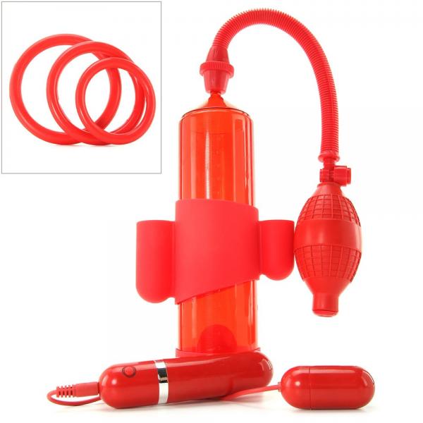 Red Penis Pump Vibrating Steelmaker