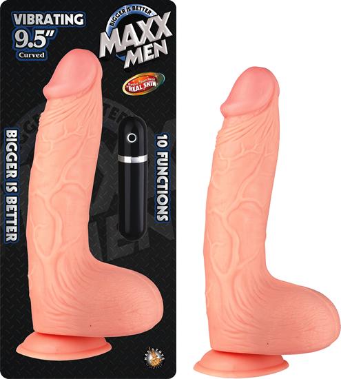 Maxx Men 10 Fuction Vibrating Waterproof Curved Dong - Beige