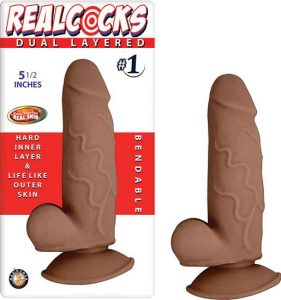 Real Cocks Dual Layered #1 Brown 5.5 inches Dildo