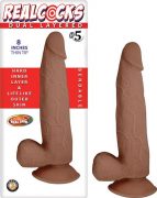 Real Cocks Dual Layered #5 Brown Thin Tip 8 inches Dildo