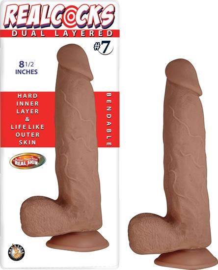 Real Cocks Dual Layered #7 Brown 8.5 inches Dildo