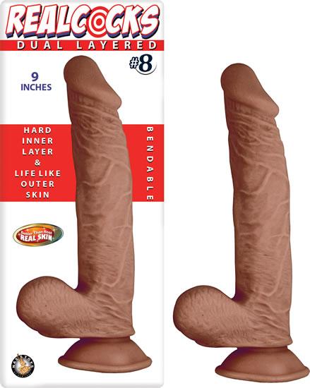 Real Cocks Dual Layered #8 Brown 9 inches Dildo