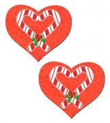 Candy Cane Red Heart Pasties O/S