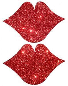 Lips Kisses Red Glitter Pasties O/S