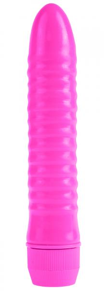 Neon Ribbed Rocket Pink Vibrator