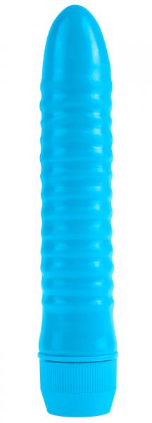 Neon Ribbed Rocket Blue Vibrator