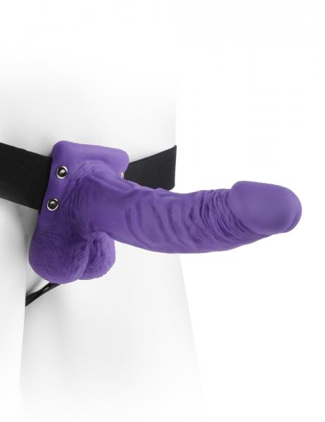 Fetish Fantasy 7 Inches Hollow Strap On Balls Purple