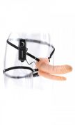 Double Penetrator Vibrating Hollow Strap On Beige 6 Inches