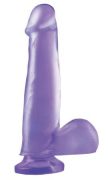 Basix Rubber Works 7.5 inches Dong With Suction Cup Purple